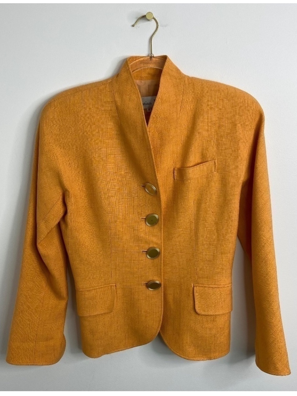 Christian Dior Women’s Jacket Blazer Sz M Orange Collarless Vintage luxury